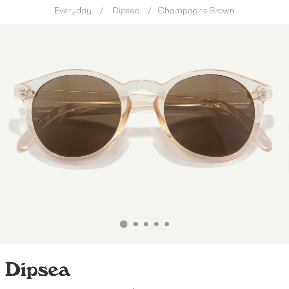 NWT Sunski Dipsea 49mm Polarized Round Sunglasses Champagne Brown Transparent